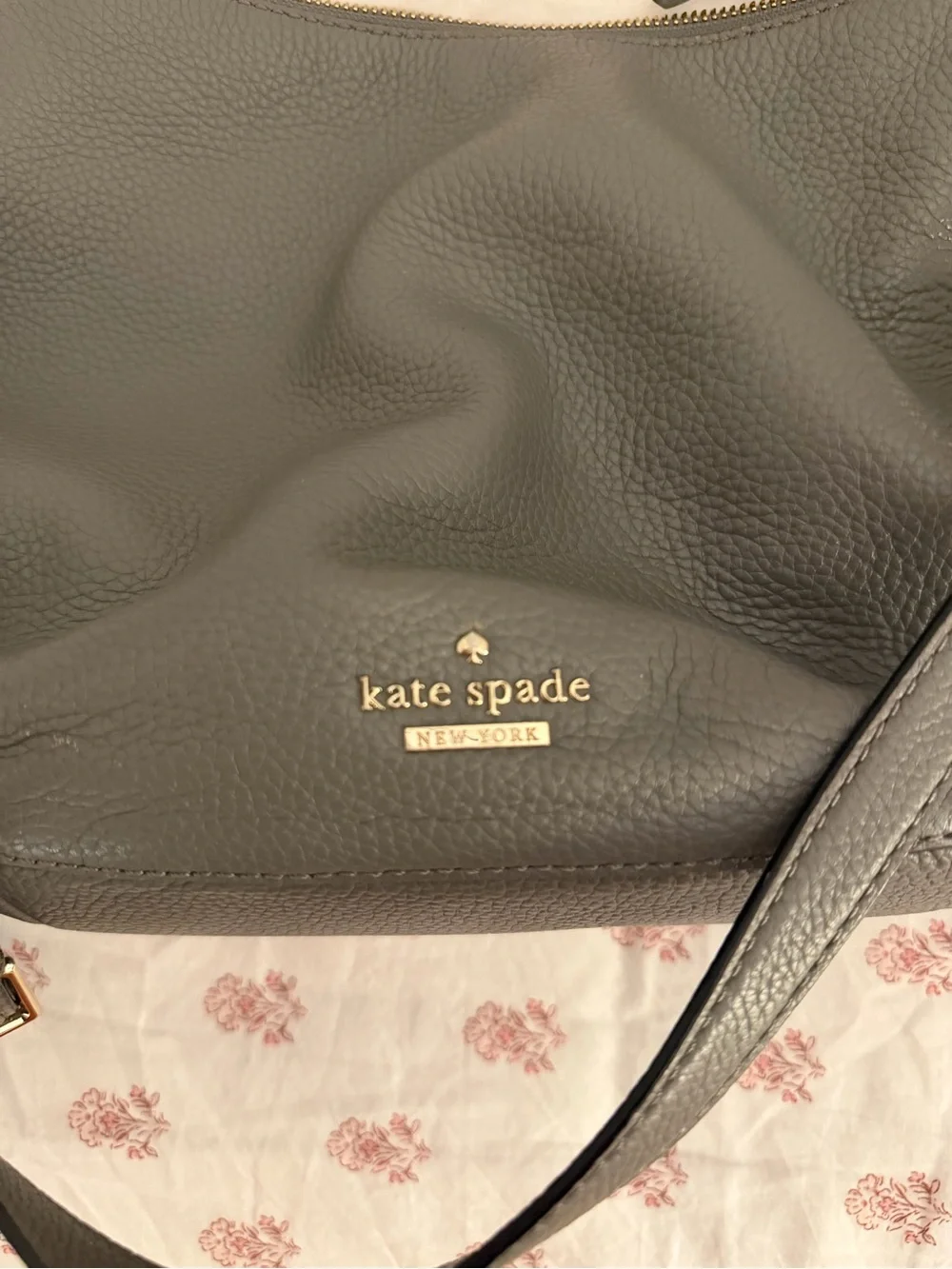 kate spade Pebbled Leather Shoulder Bag in Gray